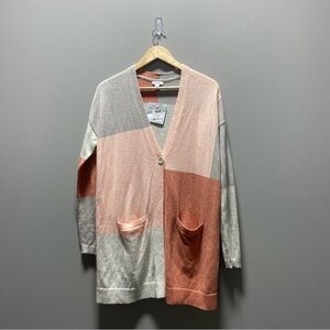 Pure Jill Pink Color Blocked Cardigan NWT